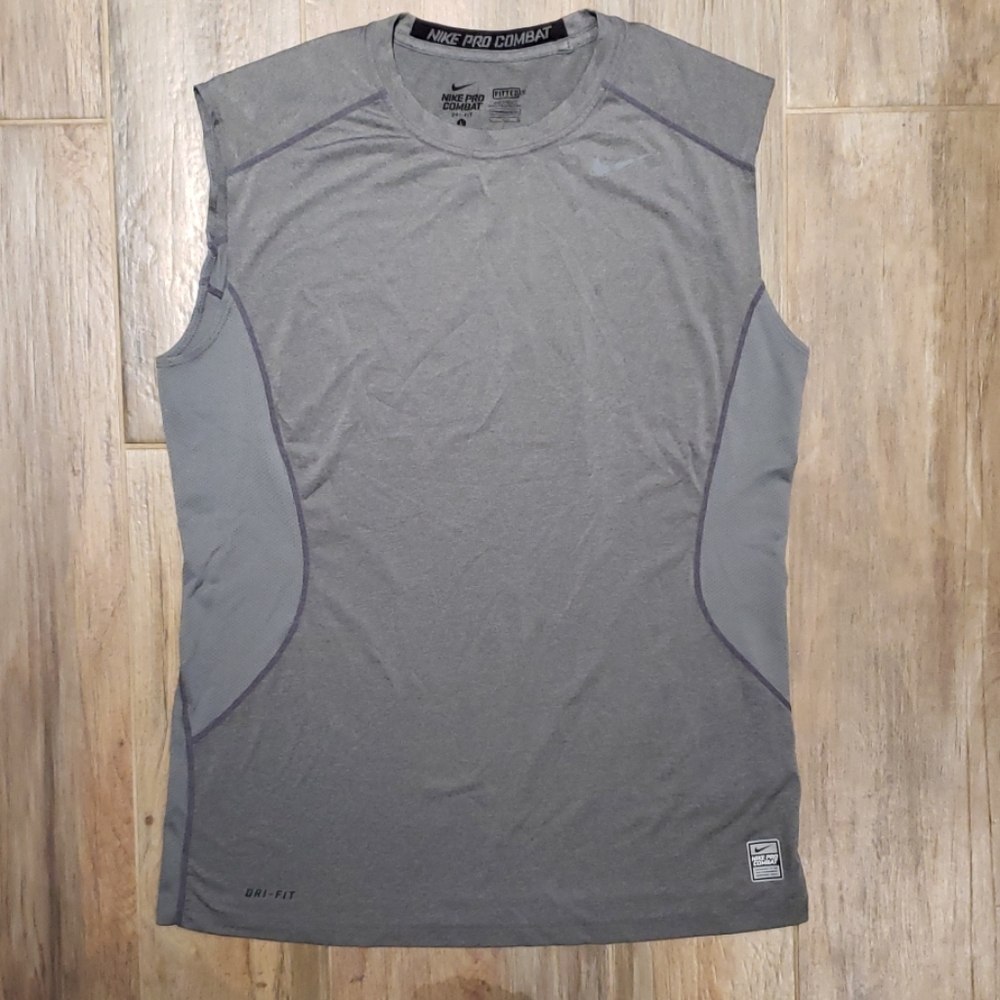 Gray Nike Pro Combat Dri-Fit Tank Top